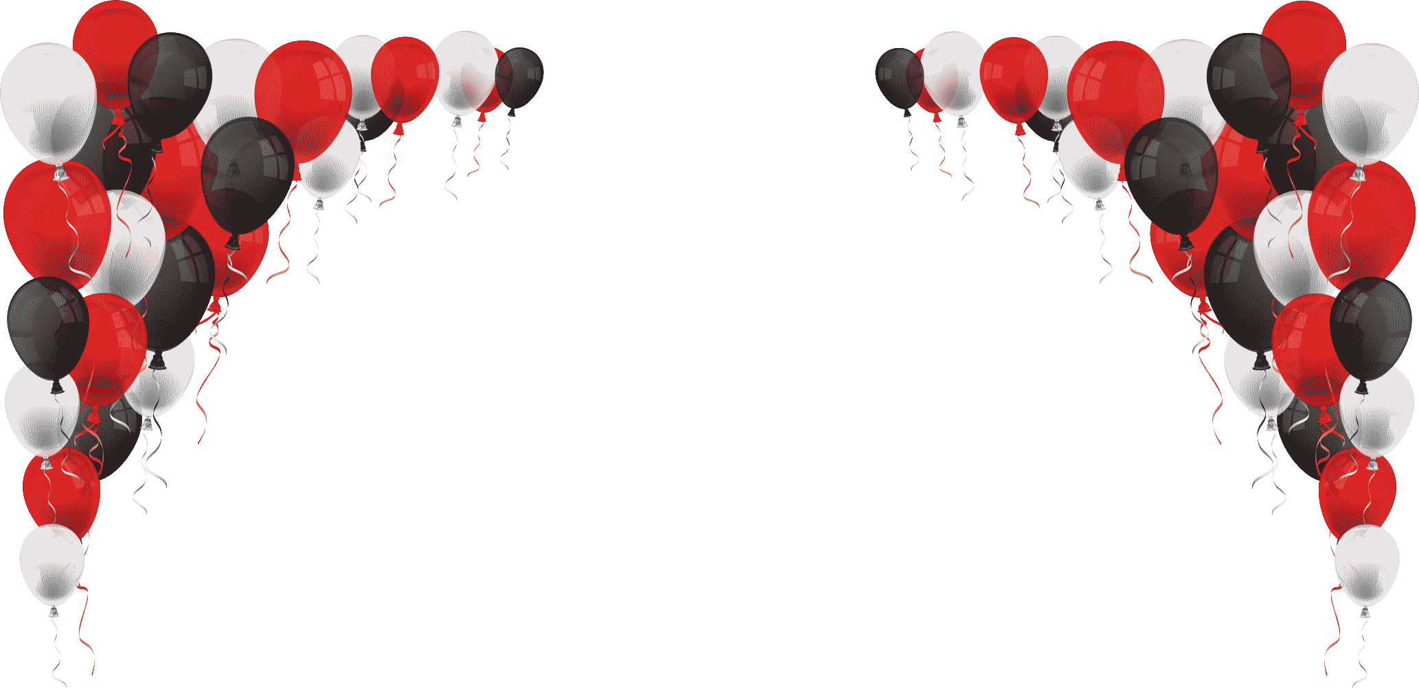 Party balloons in black, white and red