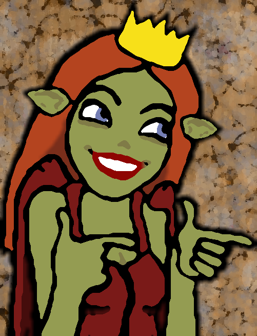 The Goblin Queen throwing finger guns
